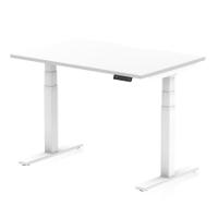 Air 1200 x 800mm Scalloped Edge Height Adjustable Office Desk White Top White Leg
