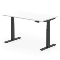 Air 1400 x 800mm Scalloped Edge Height Adjustable Office Desk White Top Black Leg