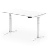 Air 1400 x 800mm Scalloped Edge Height Adjustable Office Desk White Top White Leg