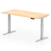 Air 1600 x 800mm Scalloped Edge Height Adjustable Office Desk Maple Top Silver Leg