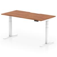 Air 1600 x 800mm Scalloped Edge Height Adjustable Office Desk Walnut Top White Leg