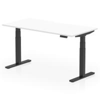 Air 1600 x 800mm Scalloped Edge Height Adjustable Office Desk White Top Black Leg