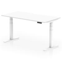 Air 1600 x 800mm Scalloped Edge Height Adjustable Office Desk White Top White Leg