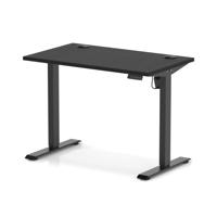 Air Lite 1000 x 600mm Height Adjustable Office Desk Black Top Cable Ports Black Leg