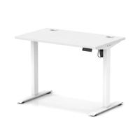 Air Lite 1000 x 600mm Height Adjustable Office Desk White Top Cable Ports White Leg