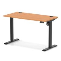 Air Lite 1200 x 600mm Height Adjustable Office Desk Beech Top Cable Ports Black Leg
