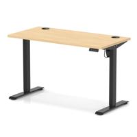Air Lite 1200 x 600mm Height Adjustable Office Desk Maple Top Cable Ports Black Leg
