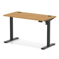Air Lite 1200 x 600mm Height Adjustable Office Desk Oak Top Cable Ports Black Leg