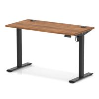 Air Lite 1200 x 600mm Height Adjustable Office Desk Walnut Top Cable Ports Black Leg