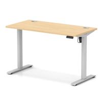 Air Lite 1200 x 600mm Height Adjustable Office Desk Maple Top Cable Ports Silver Leg