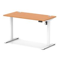 Air Lite 1200 x 600mm Height Adjustable Office Desk Beech Top Cable Ports White Leg
