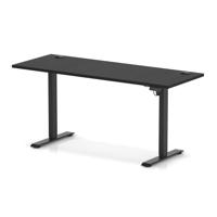 Air Lite 1600 x 600mm Height Adjustable Office Desk Black Top Cable Ports Black Leg