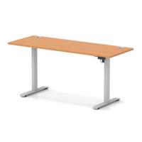 Air Lite 1600 x 600mm Height Adjustable Office Desk Beech Top Cable Ports Silver Leg