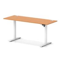 Air Lite 1600 x 600mm Height Adjustable Office Desk Beech Top Cable Ports White Leg