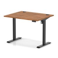 Air Lite 1000 x 800mm Height Adjustable Office Desk Walnut Top Cable Ports Black Leg