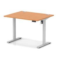 Air Lite 1000 x 800mm Height Adjustable Office Desk Beech Top Cable Ports Silver Leg