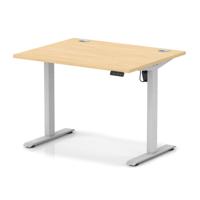 Air Lite 1000 x 800mm Height Adjustable Office Desk Maple Top Cable Ports Silver Leg