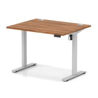 Air Lite 1000 x 800mm Height Adjustable Office Desk Walnut Top Cable Ports Silver Leg