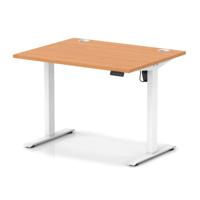 Air Lite 1000 x 800mm Height Adjustable Office Desk Beech Top Cable Ports White Leg