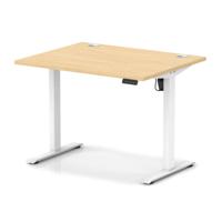 Air Lite 1000 x 800mm Height Adjustable Office Desk Maple Top Cable Ports White Leg