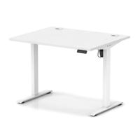 Air Lite 1000 x 800mm Height Adjustable Office Desk White Top Cable Ports White Leg