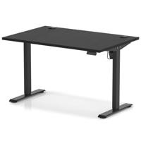 Air Lite 1200 x 800mm Height Adjustable Office Desk Black Top Cable Ports Black Leg