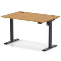 Air Lite 1200 x 800mm Height Adjustable Office Desk Oak Top Cable Ports Black Leg
