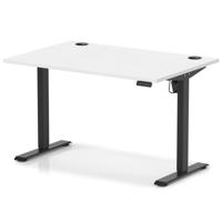Air Lite 1200 x 800mm Height Adjustable Office Desk White Top Cable Ports Black Leg