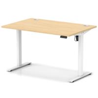 Air Lite 1200 x 800mm Height Adjustable Office Desk Maple Top Cable Ports White Leg