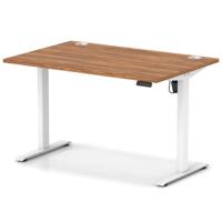 Air Lite 1200 x 800mm Height Adjustable Office Desk Walnut Top Cable Ports White Leg