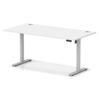 Air Lite 1600 x 800mm Height Adjustable Office Desk White Top Cable Ports Silver Leg