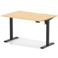 Air Lite 1200 x 800mm Scalloped Edge Height Adjustable Office Desk Maple Top Black Leg