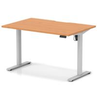 Air Lite 1200 x 800mm Scalloped Edge Height Adjustable Office Desk Beech Top Silver Leg