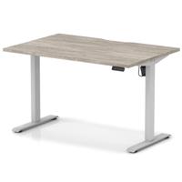 Air Lite 1200 x 800mm Scalloped Edge Height Adjustable Office Desk Grey Oak Top Silver Leg