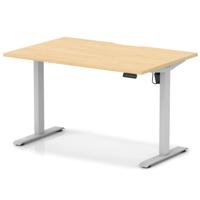 Air Lite 1200 x 800mm Scalloped Edge Height Adjustable Office Desk Maple Top Silver Leg