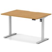 Air Lite 1200 x 800mm Scalloped Edge Height Adjustable Office Desk Oak Top Silver Leg