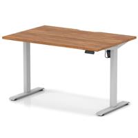 Air Lite 1200 x 800mm Scalloped Edge Height Adjustable Office Desk Walnut Top Silver Leg