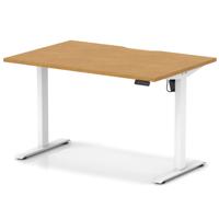 Air Lite 1200 x 800mm Scalloped Edge Height Adjustable Office Desk Oak Top White Leg