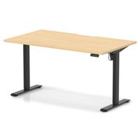 Air Lite 1400 x 800mm Scalloped Edge Height Adjustable Office Desk Maple Top Black Leg