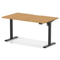 Air Lite 1400 x 800mm Scalloped Edge Height Adjustable Office Desk Oak Top Black Leg