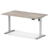 Air Lite 1400 x 800mm Scalloped Edge Height Adjustable Office Desk Grey Oak Top Silver Leg
