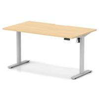 Air Lite 1400 x 800mm Scalloped Edge Height Adjustable Office Desk Maple Top Silver Leg