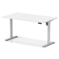 Air Lite 1400 x 800mm Scalloped Edge Height Adjustable Office Desk White Top Silver Leg