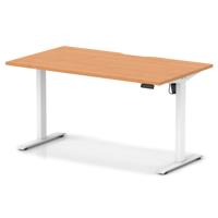 Air Lite 1400 x 800mm Scalloped Edge Height Adjustable Office Desk Beech Top White Leg