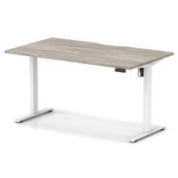 Air Lite 1400 x 800mm Scalloped Edge Height Adjustable Office Desk Grey Oak Top White Leg