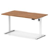 Air Lite 1400 x 800mm Scalloped Edge Height Adjustable Office Desk Walnut Top White Leg