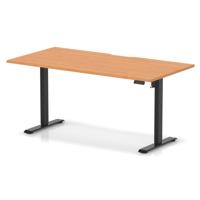 Air Lite 1600 x 800mm Scalloped Edge Height Adjustable Office Desk Beech Top Black Leg