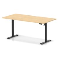 Air Lite 1600 x 800mm Scalloped Edge Height Adjustable Office Desk Maple Top Black Leg