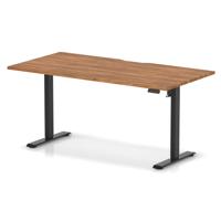 Air Lite 1600 x 800mm Scalloped Edge Height Adjustable Office Desk Walnut Top Black Leg