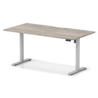Air Lite 1600 x 800mm Scalloped Edge Height Adjustable Office Desk Grey Oak Top Silver Leg
